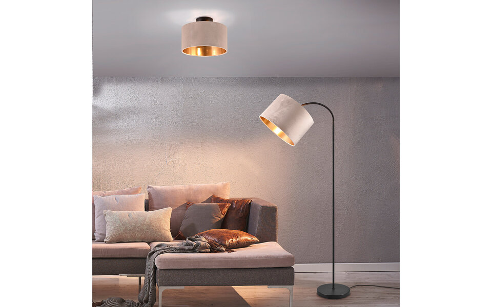 HLW LED LED Floor Lamp Trion Julina - Adjustable, E27 Fitting & Beige Textile