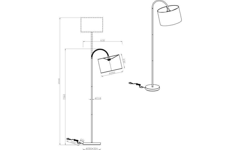 HLW LED LED Floor Lamp Trion Julina - Adjustable, E27 Fitting & Beige Textile