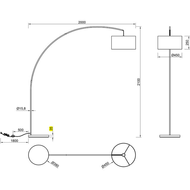 HLW LED Stijlvolle LED Vloerlamp Mat Wit - Rond Design, Metalen Vloerlamp met E27 Fitting