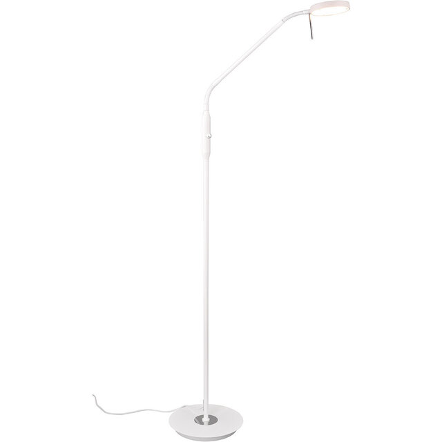 Dimbare LED Vloerlamp 12W - Metalen Witte Vloerlamp Trion Amon Verlichting per ruimte