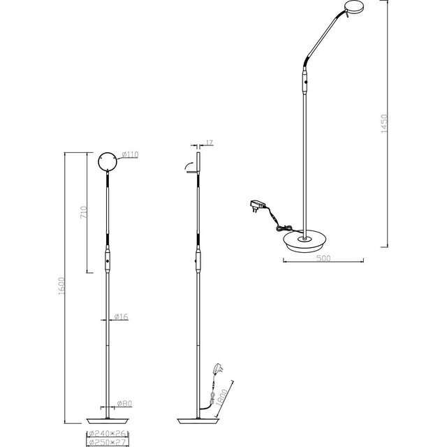 HLW LED LED Floor Lamp 12W Dimmable - Metal White Floor Lamp Trion Amon With Flexible Arm HLW LED LED Floor Lamp 12W Dimmable - Metal White Floor Lamp Trion Amon With Flexible Arm