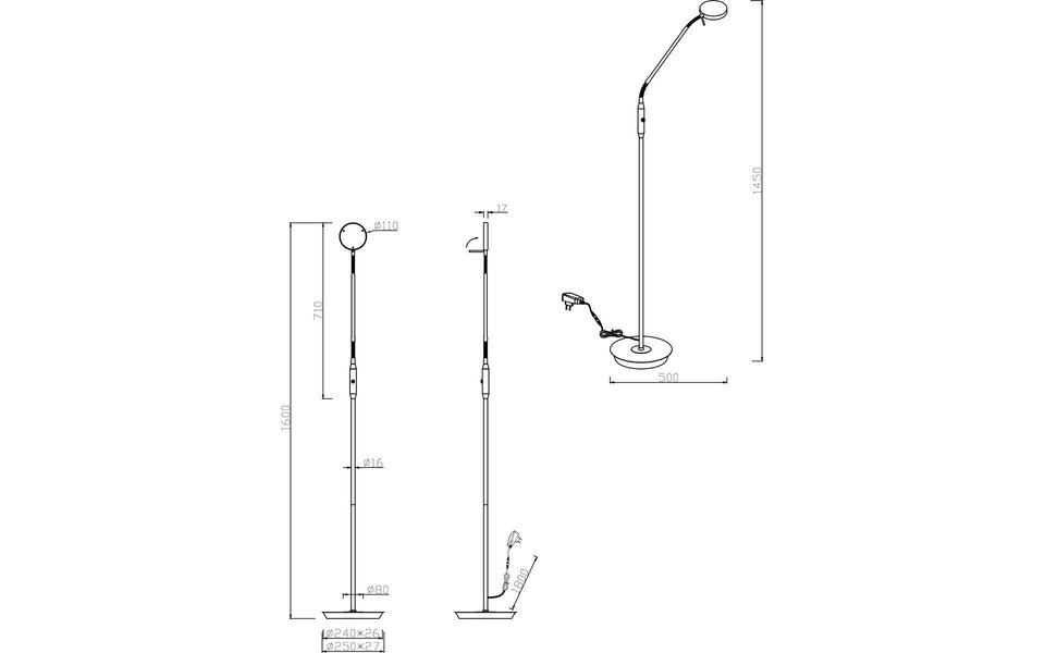 HLW LED LED Floor Lamp 12W Dimmable - Metal White Floor Lamp Trion Amon With Flexible Arm HLW LED LED Floor Lamp 12W Dimmable - Metal White Floor Lamp Trion Amon With Flexible Arm