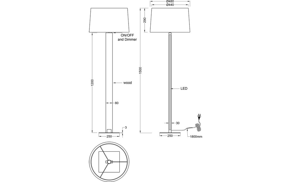 HLW LED Dimbare LED Vloerlamp Trion Hula - Mat Zwart Metalen Vloerlamp met E27 Fitting