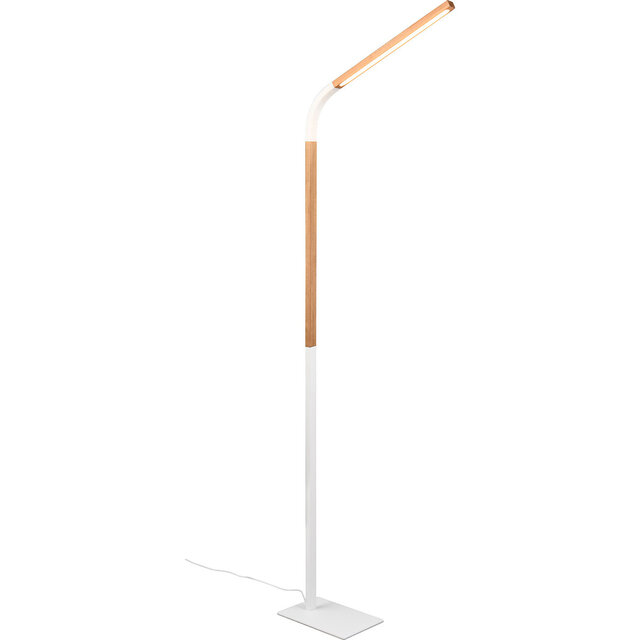 HLW LED Dimbare LED Vloerlamp 11W - Warm Wit 2700K–3000K - Witte Metalen Vloerlamp