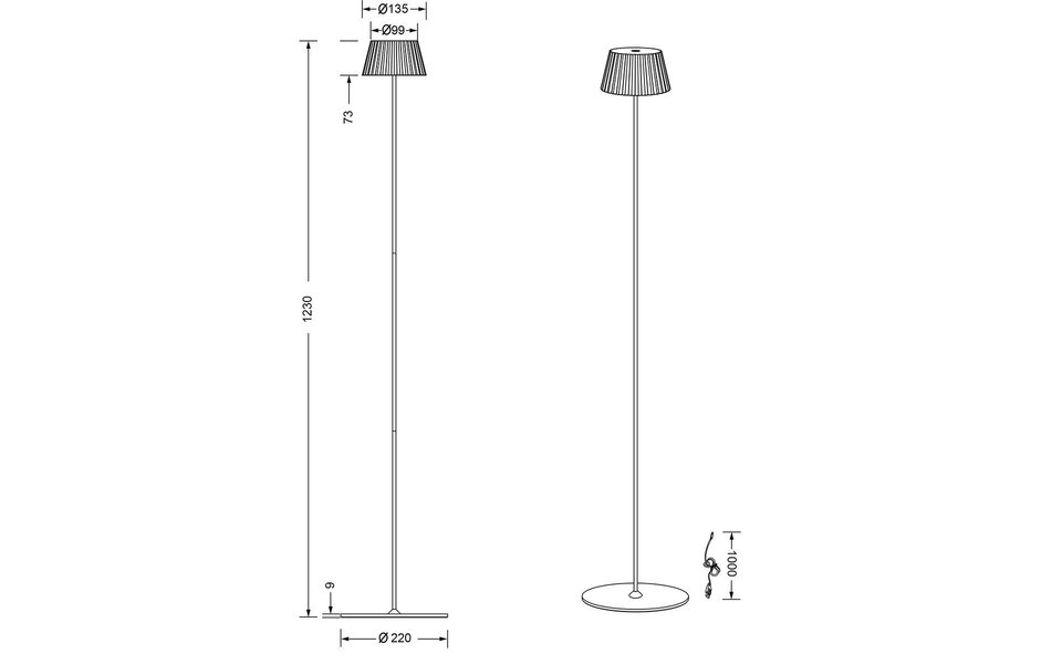 HLW LED Stylish Metal LED Floor Lamp - White, Warm White 2700K–3000K, Waterproof, 5W
