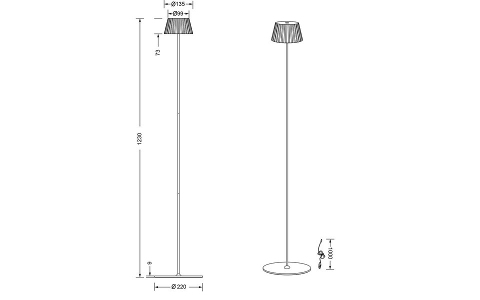 HLW LED Witte LED Vloerlamp - Metalen, Spatwaterdicht, Warm Wit 2700K–3000K, 5W LED