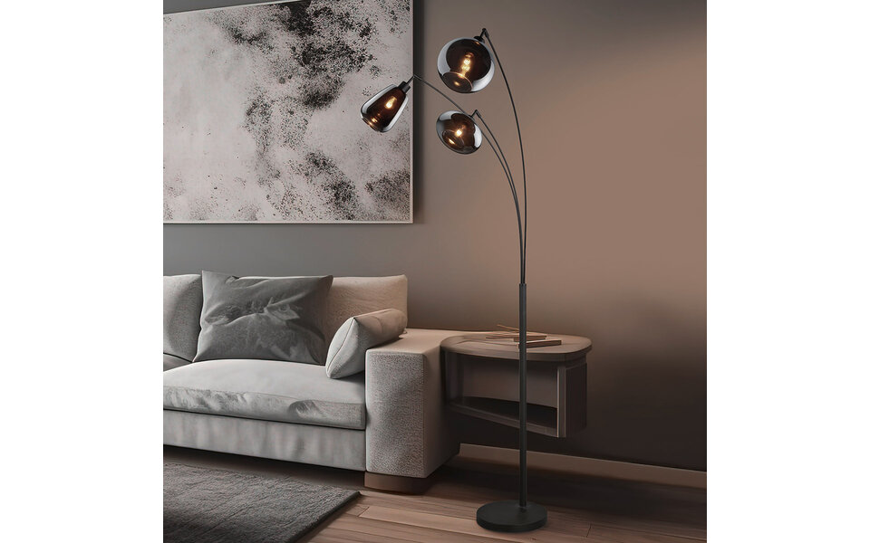 HLW LED LED Floor Lamp Trion Lina - 3-light Matte Black Metal & Glass Floor Lamp HLW LED LED Floor Lamp Trion Lina - 3-light Matte Black Metal & Glass Floor Lamp