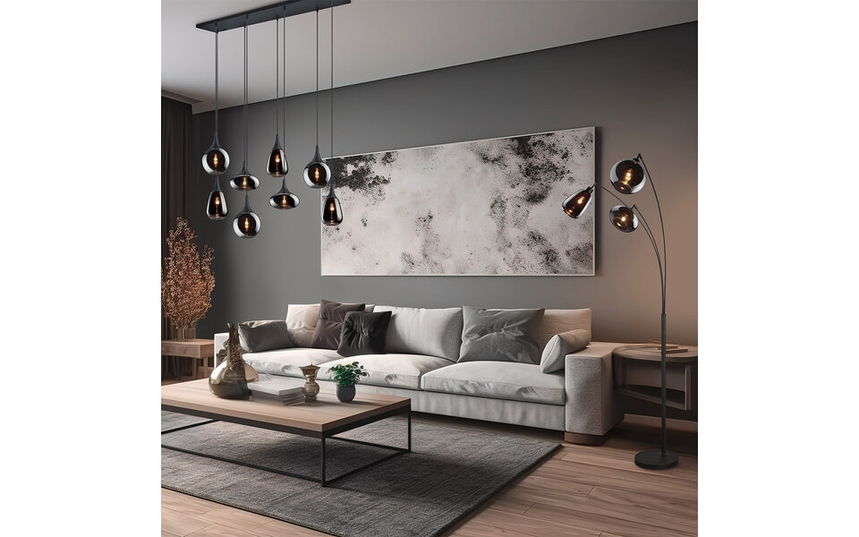 HLW LED LED Floor Lamp Trion Lina - 3-light Matte Black Metal & Glass Floor Lamp HLW LED LED Floor Lamp Trion Lina - 3-light Matte Black Metal & Glass Floor Lamp