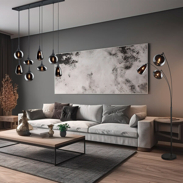 HLW LED LED Vloerlamp Trion Lina - 3-lichts Mat Zwarte Metalen & Glazen Vloerlamp HLW LED LED Vloerlamp Trion Lina - 3-lichts Mat Zwarte Metalen & Glazen Vloerlamp