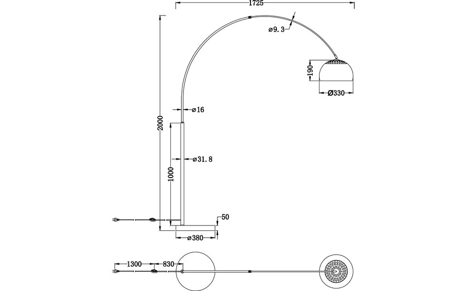HLW LED LED Floor Lamp Trion Tina - Metal Gold Floor Lamp with E27 Fitting