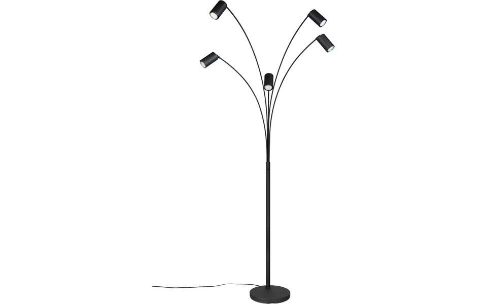 HLW LED LED Floor Lamp Trion Harley - 5-light Matte Black Metal Floor Lamp with GU10 Fitting and IP20