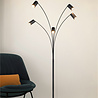 Zwarte metalen vloerlamp met vijf verstelbare GU10 LED-lichtbronnen en mat zwarte afwerking Zwarte metalen vloerlamp met vijf verstelbare GU10 LED-lichtbronnen en mat zwarte afwerking