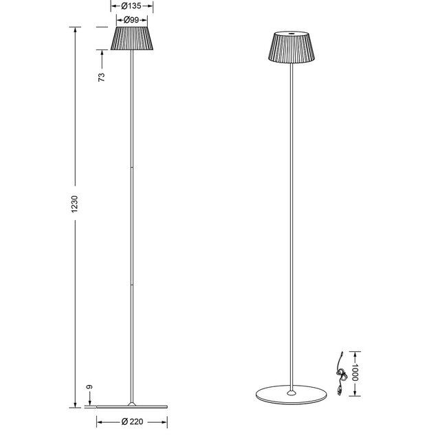 HLW LED Metal LED Floor Lamp - Black & White options, Warm White 2700K–3000K, Splashproof, 5W LED