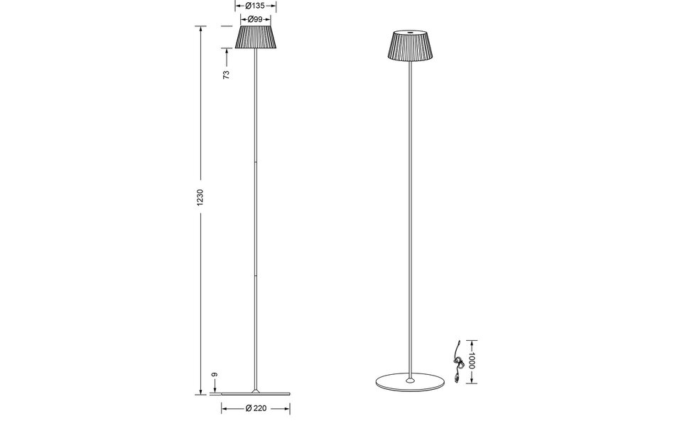 HLW LED Metal LED Floor Lamp - Black & White options, Warm White 2700K–3000K, Splashproof, 5W LED