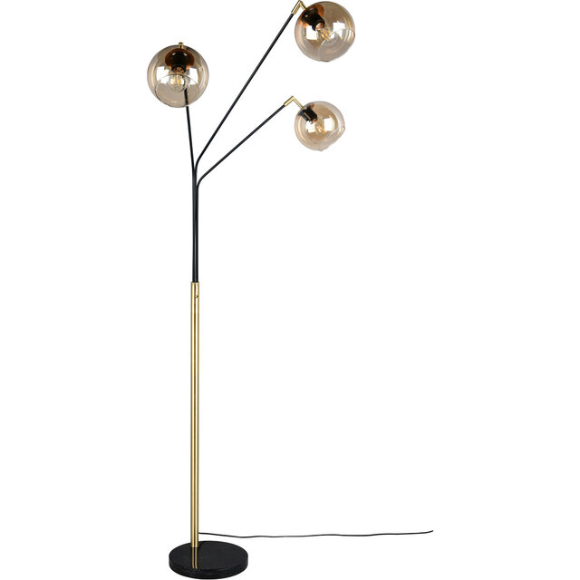 LED Vloerlamp Trion Tonton - 3-lichts Metalen Zwart/Goud Verlichting per ruimte