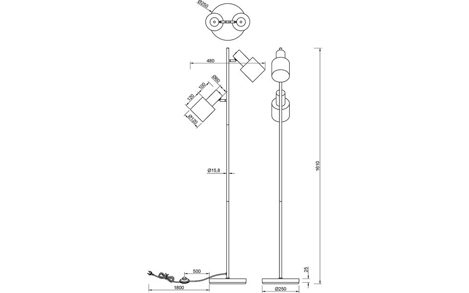 HLW LED LED Floor Lamp Trion Guido - 2-light Matte Black Metal Floor Lamp with IP20 HLW LED LED Floor Lamp Trion Guido - 2-light Matte Black Metal Floor Lamp with IP20