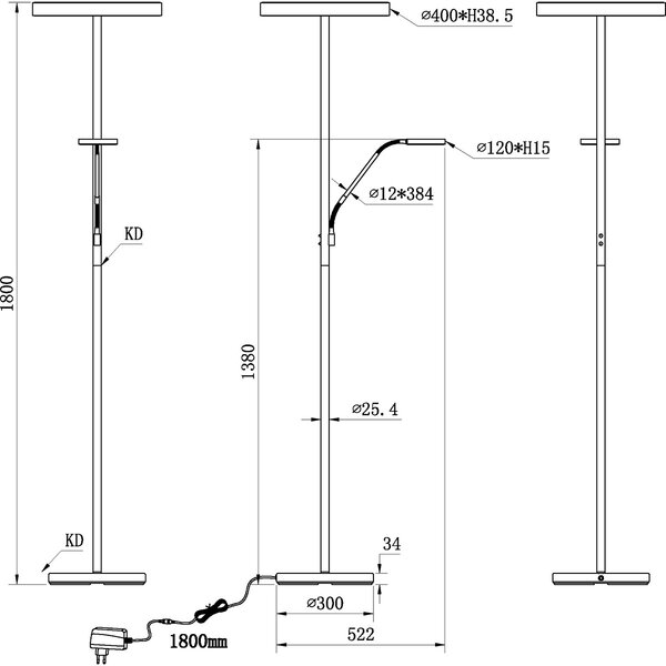 HLW LED Dimbare LED Vloerlamp 5W - Metalen Vloerlamp Trion Sillie met Aanpasbare Kleur HLW LED Dimbare LED Vloerlamp 5W - Metalen Vloerlamp Trion Sillie met Aanpasbare Kleur