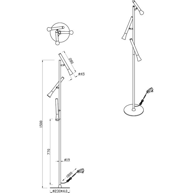 HLW LED Dimbare LED Vloerlamp 9W - Mat Zwarte Metalen Vloerlamp met Aanpasbare Kleur HLW LED Dimbare LED Vloerlamp 9W - Mat Zwarte Metalen Vloerlamp met Aanpasbare Kleur