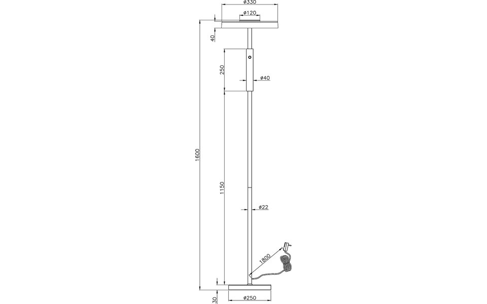 HLW LED LED Floor Lamp Trion Loti - Metal Floor Lamp 15W LED Warm White 2700K-3000K