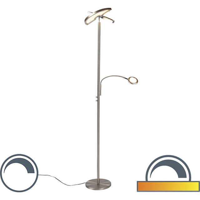 HLW LED LED Floor Lamp Trion Spat 20W + 3W - Dimmable, Adjustable Color & Matte Chrome HLW LED LED Floor Lamp Trion Spat 20W + 3W - Dimmable, Adjustable Color & Matte Chrome