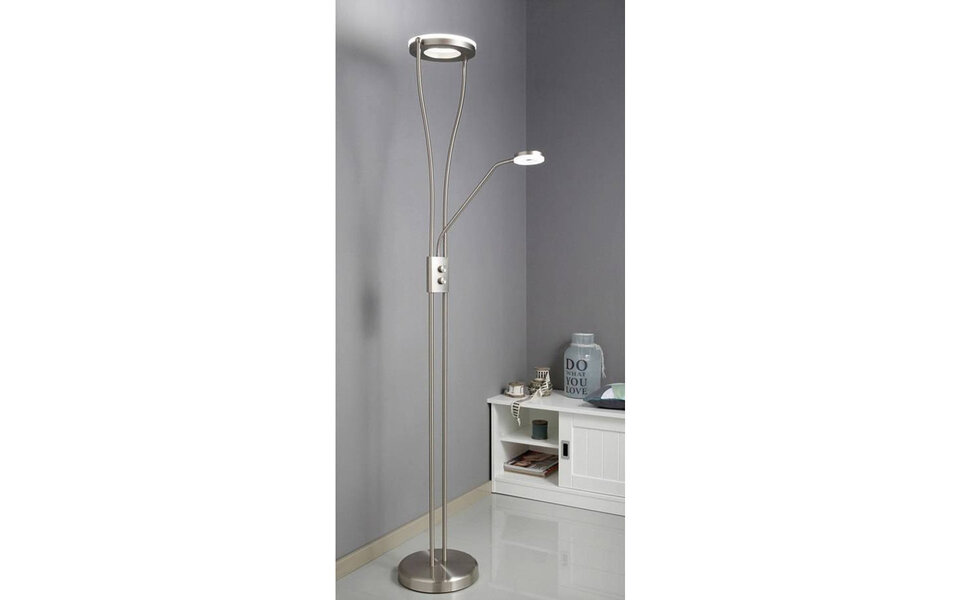 HLW LED LED Floor Lamp Trion Renny - Dimmable, Warm White 2700K–3000K, Matte Nickel, 22W