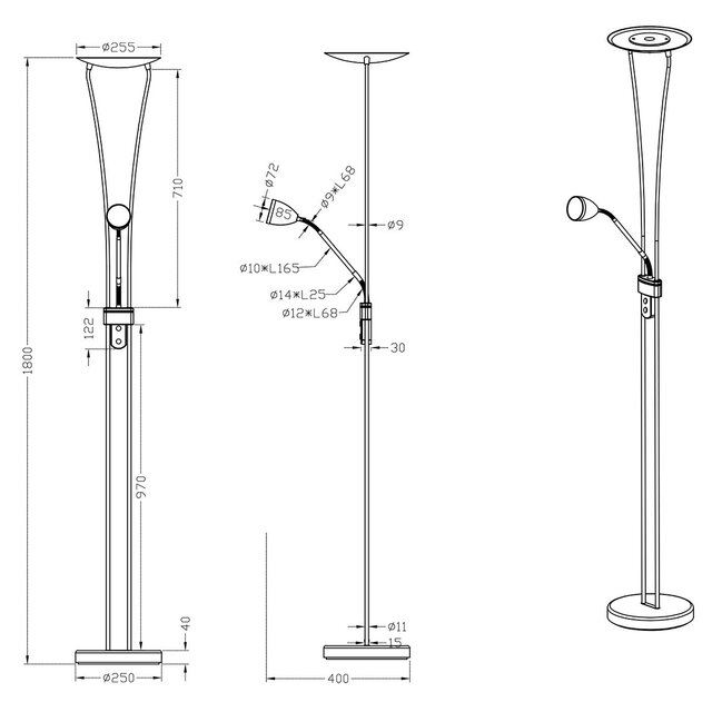 HLW LED LED Floor Lamp Matte Gold - Dimmable Warm White 2700K–3000K, 20W LED, 2-light HLW LED LED Floor Lamp Matte Gold - Dimmable Warm White 2700K–3000K, 20W LED, 2-light