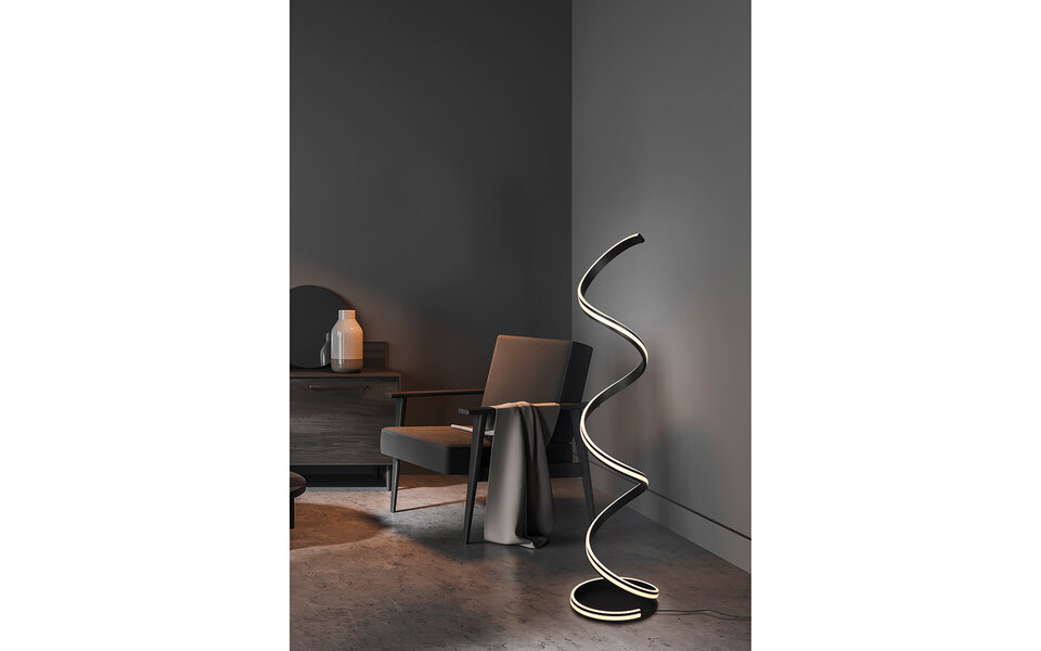 HLW LED Trion Sunico 34W Dimbare LED Vloerlamp - Mat Zwart, Aanpasbare Kleur & Aluminium