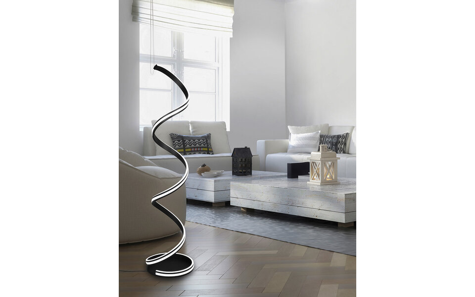 HLW LED Trion Sunico 34W Dimbare LED Vloerlamp - Mat Zwart, Aanpasbare Kleur & Aluminium