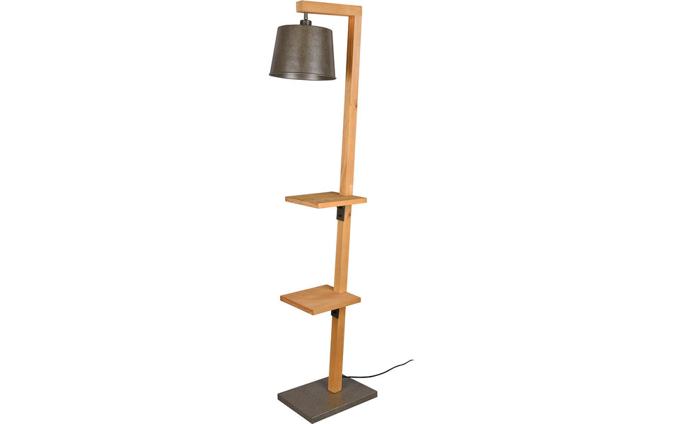 HLW LED LED Floor Lamp Rodano - Matte Brown Wooden Floor Lamp with E27 Fitting & Foot Switch