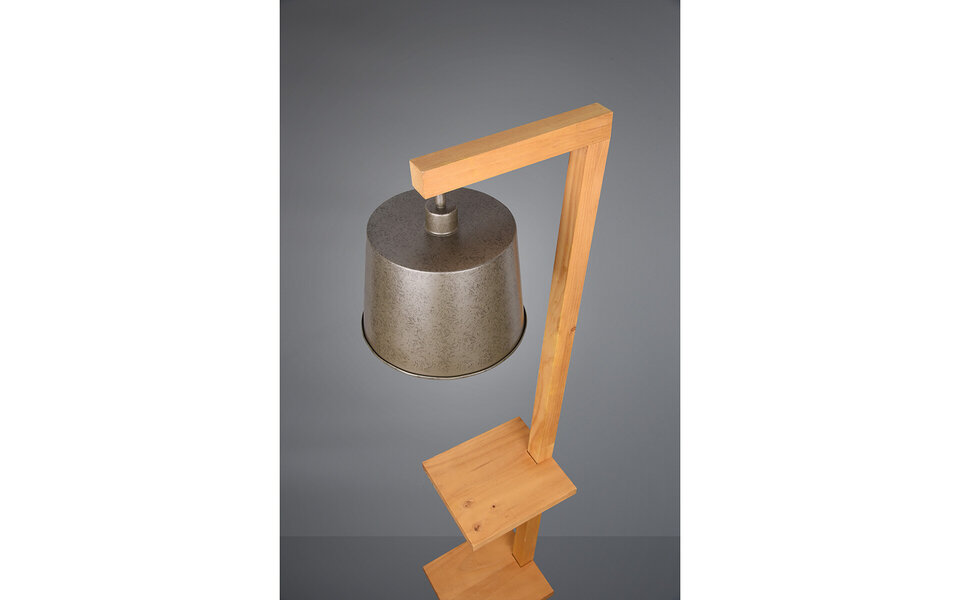 HLW LED LED Floor Lamp Rodano - Matte Brown Wooden Floor Lamp with E27 Fitting & Foot Switch