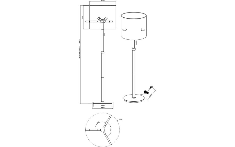 HLW LED LED Vloerlamp - Vloerverlichting - E27 Fitting - Rond - Mat Goud - Aluminium