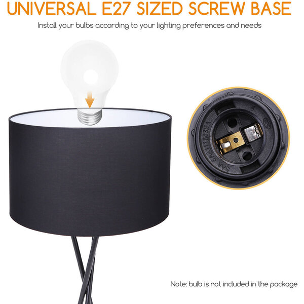 HLW LED LED Vloerlamp Aigi Romino - Zwarte Vloerlamp met E27 Fitting en Voetschakelaar HLW LED LED Vloerlamp Aigi Romino - Zwarte Vloerlamp met E27 Fitting en Voetschakelaar