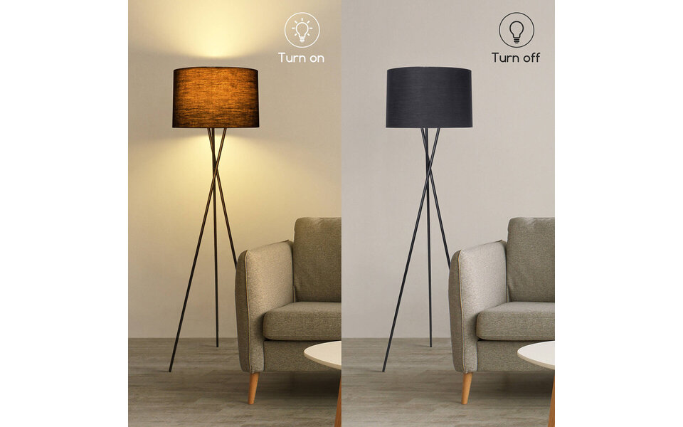 HLW LED LED Floor Lamp Aigi Romino - Black Floor Lamp with E27 Fitting and Foot Switch