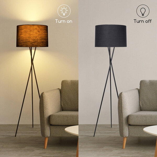 HLW LED LED Vloerlamp Aigi Romino - Zwarte Vloerlamp met E27 Fitting en Voetschakelaar HLW LED LED Vloerlamp Aigi Romino - Zwarte Vloerlamp met E27 Fitting en Voetschakelaar