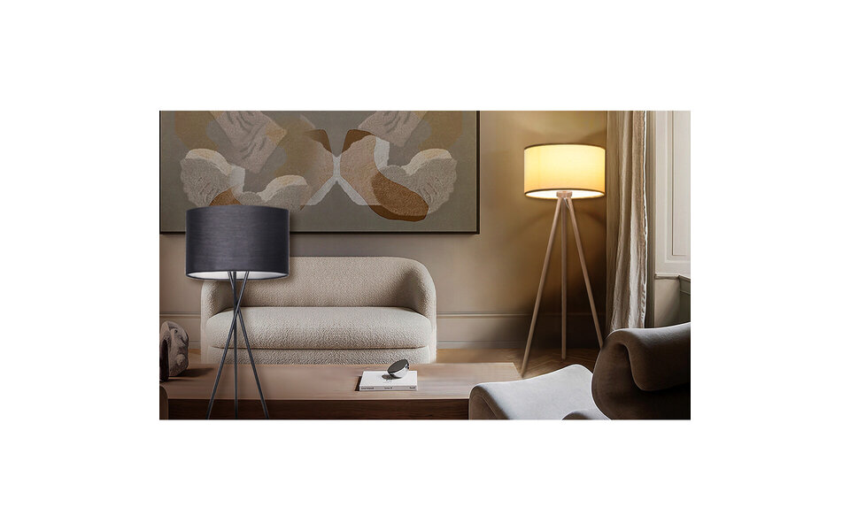 HLW LED LED Vloerlamp Aigi Romino - Zwarte Vloerlamp met E27 Fitting en Voetschakelaar