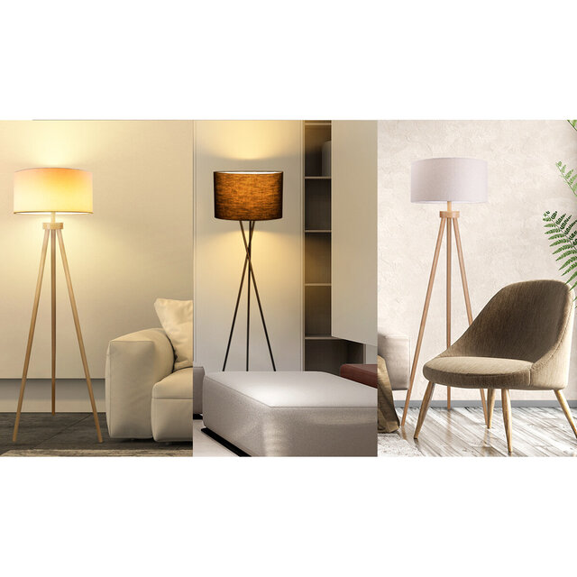 HLW LED LED Floor Lamp Aigi Romino - Black Floor Lamp with E27 Fitting and Foot Switch