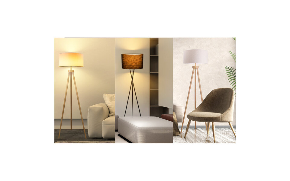 HLW LED LED Floor Lamp Aigi Romino - Black Floor Lamp with E27 Fitting and Foot Switch