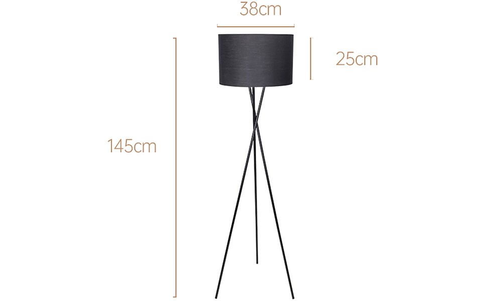 HLW LED LED Floor Lamp Aigi Romino - Black Floor Lamp with E27 Fitting and Foot Switch