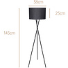 HLW LED LED Floor Lamp Aigi Romino - Black Floor Lamp with E27 Fitting and Foot Switch