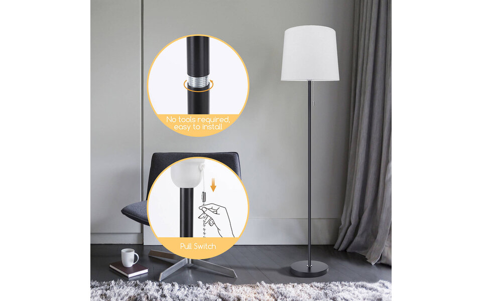 HLW LED LED Floor Lamp Aigi Rosa - Black & White Aluminum Floor Lamp with E27 Socket