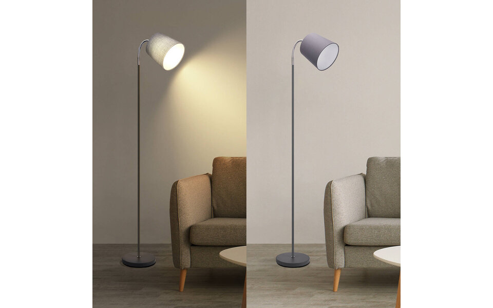 HLW LED LED Floor Lamp Aigi Rolo with E14 fitting - Matte Gray Aluminum, Round Light Window