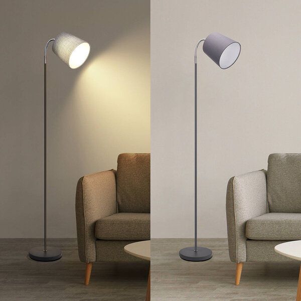 HLW LED LED Vloerlamp Aigi Rolo met E14 fitting - Mat Grijs Aluminium, Rond Lichtvenster HLW LED LED Vloerlamp Aigi Rolo met E14 fitting - Mat Grijs Aluminium, Rond Lichtvenster