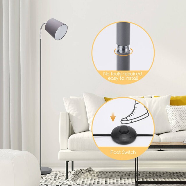 HLW LED LED Floor Lamp Aigi Rolo with E14 fitting - Matte Gray Aluminum, Round Light Window