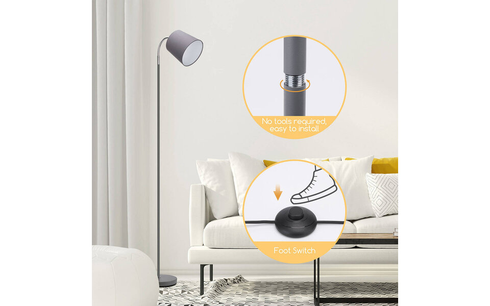 HLW LED LED Floor Lamp Aigi Rolo with E14 fitting - Matte Gray Aluminum, Round Light Window