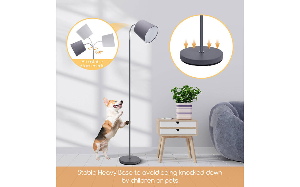 HLW LED LED Floor Lamp Aigi Rolo with E14 fitting - Matte Gray Aluminum, Round Light Window