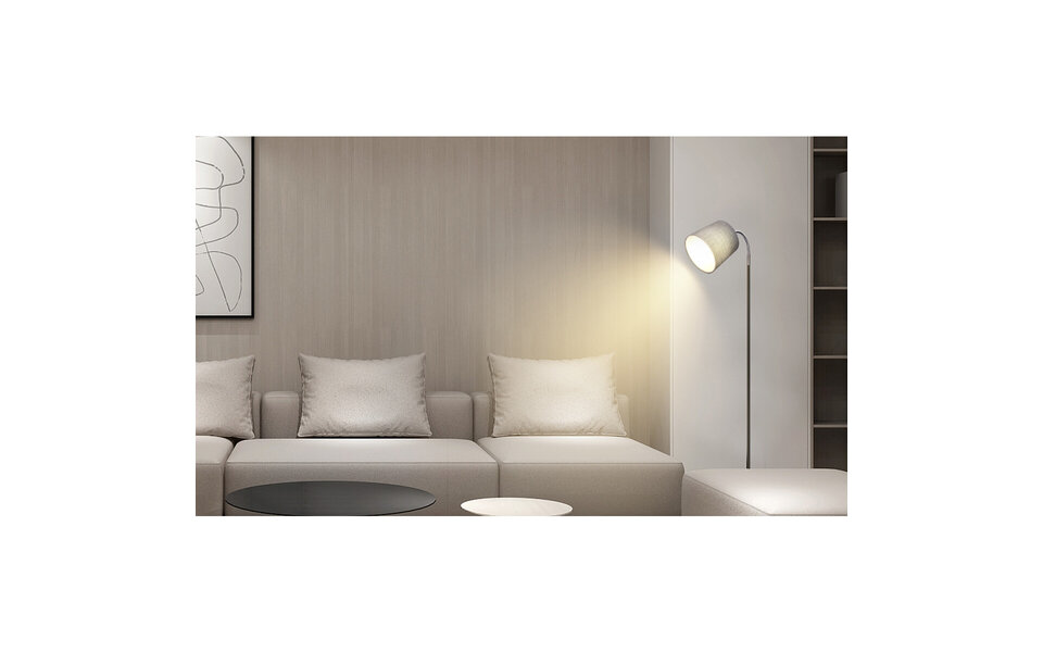 HLW LED LED Vloerlamp Aigi Rolo met E14 fitting - Mat Grijs Aluminium, Rond Lichtvenster