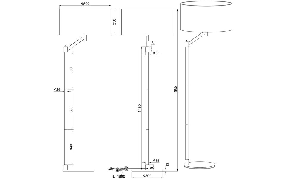 HLW LED Elegant LED Floor Lamp Matte Gold - Trion Cindy Floor Lighting with E27 Fitting