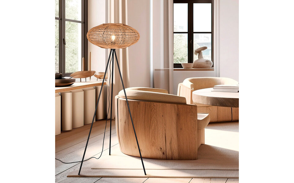 HLW LED LED Floor Lamp Trion Eddie - Matte Black Metal Floor Lamp with E27 Socket