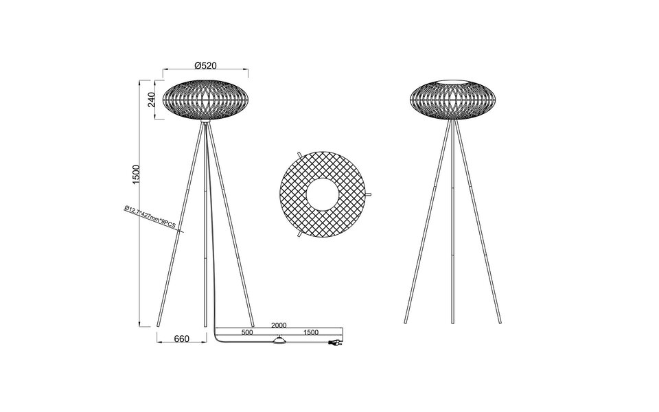 HLW LED LED Floor Lamp Trion Eddie - Matte Black Metal Floor Lamp with E27 Socket