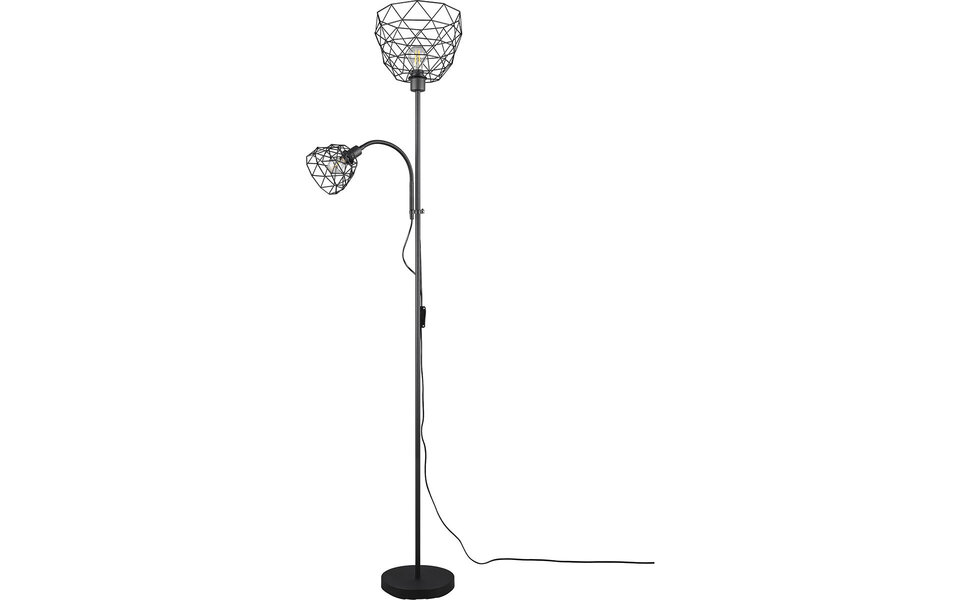HLW LED LED Floor Lamp Trion Hala - Black Metal Floor Lamp with Double Light Points